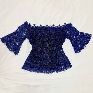 Blue Lace Off The Shoulder Top